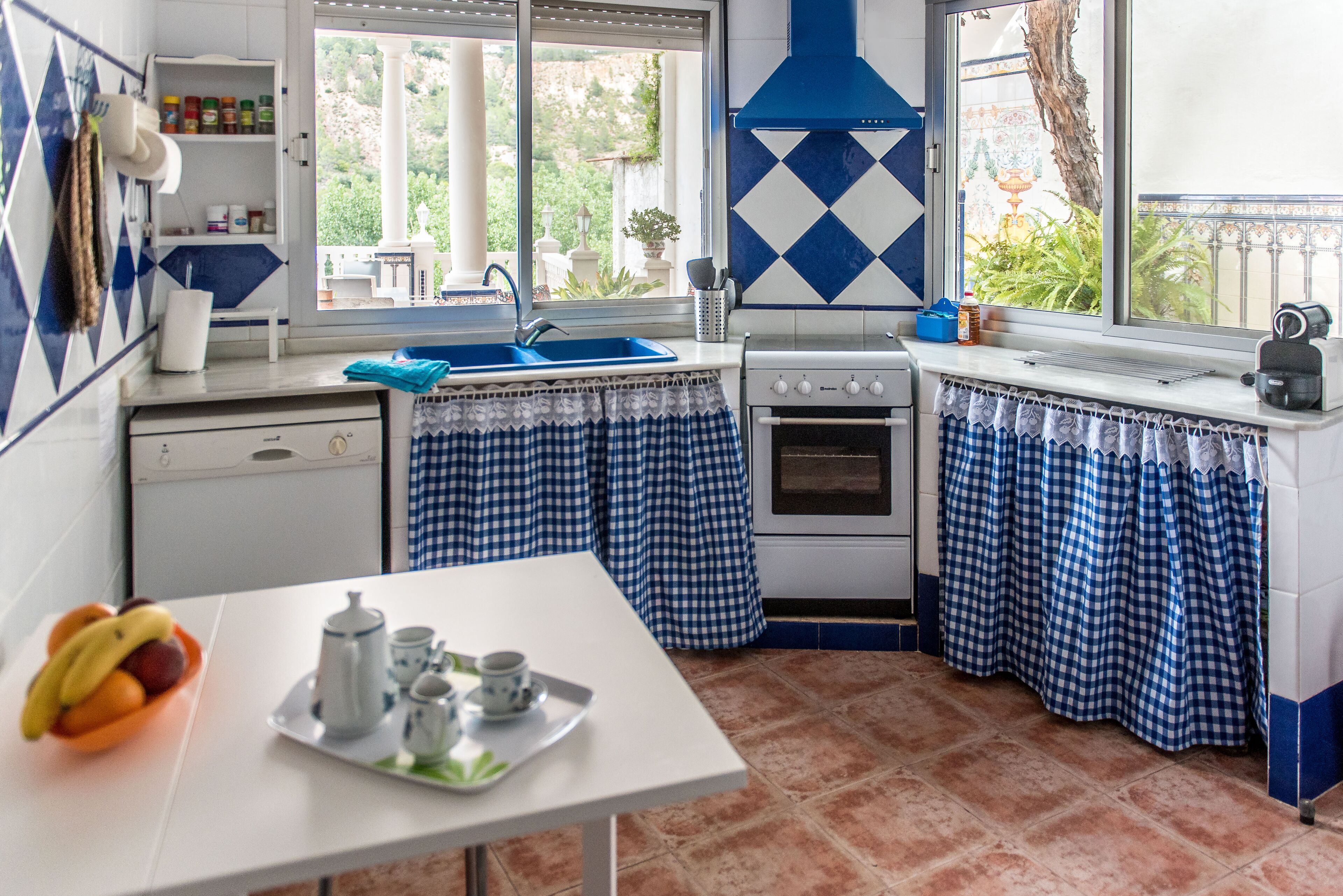 That impress patio overlooking mountains and the sound of water in the fountain