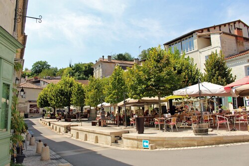 Character farmhouse with magnificent views and large private pool near Aubeterre