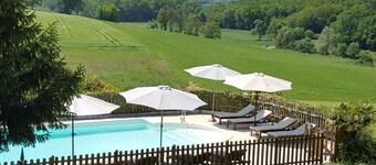 Character farmhouse with magnificent views and large private pool near Aubeterre