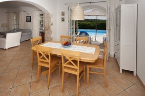 Outdoor dining - Elegant villa with private swimming pool in a quiet village near Porec (Vabriga)