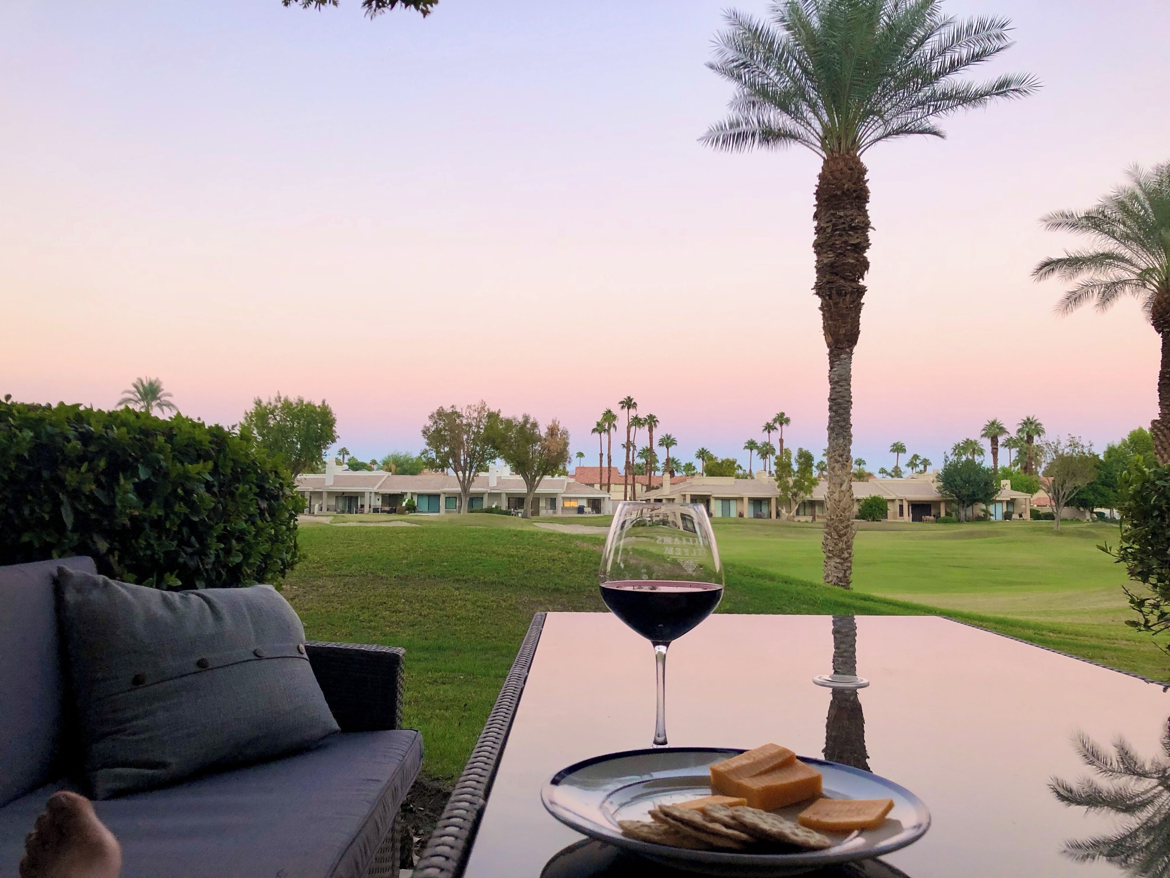 Relax with a glass of wine at sunset.