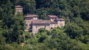 A medieval stone building with multiple rooms, surrounded by dense forest. - House-Tower in 15th Century Borgo Fontanini - with mountain views (Zocca)