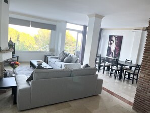 TV, fireplace, stereo