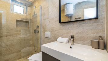 Hair dryer, towels, toilet paper