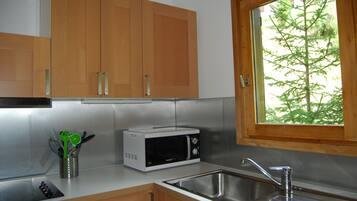 Frigorífico, microondas, horno y placa de cocina