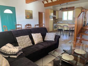 TV, fireplace, DVD player, books