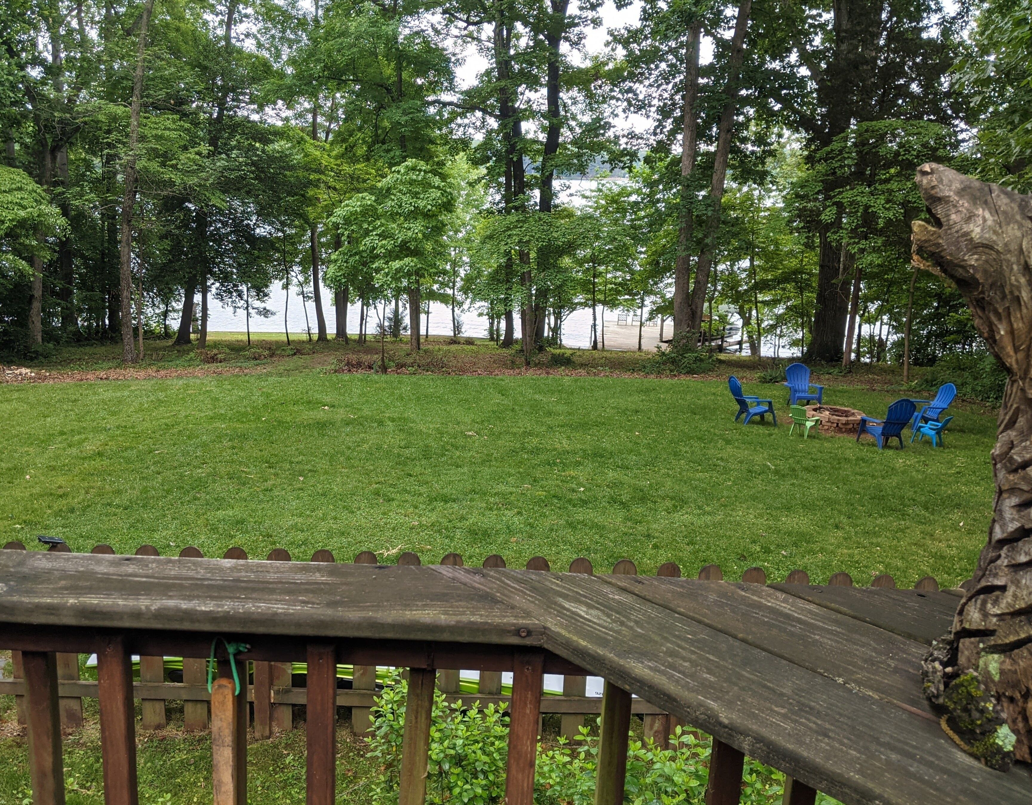 Enjoy sunrises over the lake, cornhole on the lawn, or s'mores at the firepit.