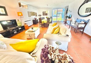 TV, fireplace, ping pong, books