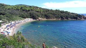Una spiaggia nelle vicinanze, lettini da mare