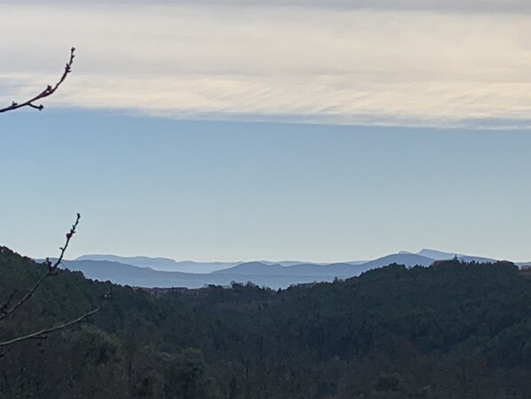 A mountainous landscape with a clear sky.