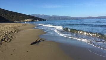 Beach nearby, sun loungers