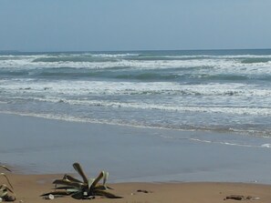 En la playa y toallas de playa 