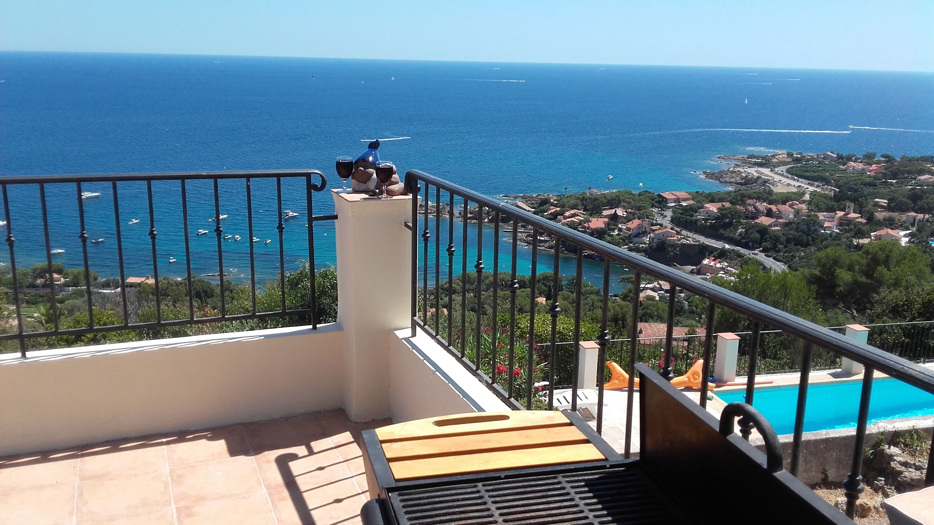 panoramic view villa overlooking the bay of St Raphael at the Gulf of St Tropez