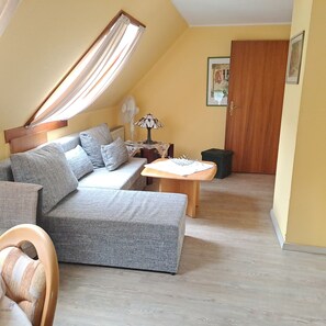 Smart TV, books, music library, stereo