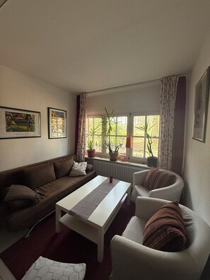 TV, DVD player, toys, books - Idyllic vacation home with terrace under old oak trees (Bomlitz)