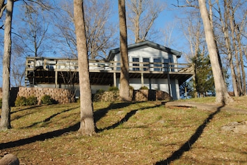 View from the lake. Upper and lower deck provide ample space for entertaining.