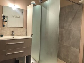 Douche, séchoir à cheveux, papier de toilette