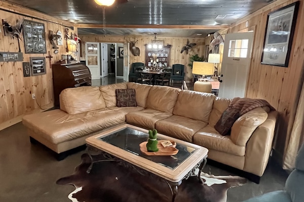 Smart-TV, peis, DVD-spiller og bøker