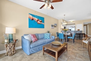 TV, DVD player - Beach Front 4th Floor, 2 BR/2BA w/Bunkroom! FREE BEACH SERVICE, Sleeps 6+WIFI (Panama City Beach)