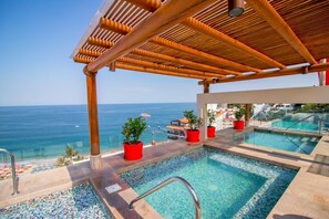 A heated pool - V177 Wonderful Rustic Ocean View W/Wifi and Rooftop, in Romantic Zone. (Puerto Vallarta)