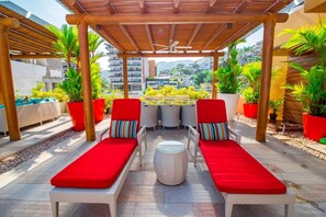 Terrace/patio - V177 Wonderful Rustic Ocean View W/Wifi and Rooftop, in Romantic Zone. (Puerto Vallarta)