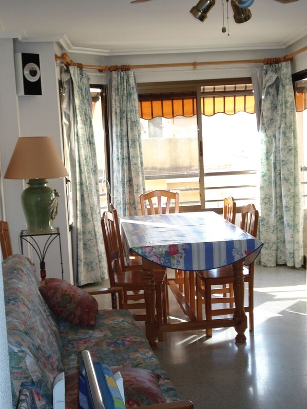 Televisie, een dvd-speler, een filmbibliotheek en een stereo