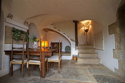 Rustic farmhouse with sea views, large garden and private pool.