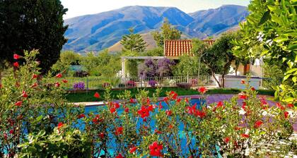 Ylellinen 1800-luvun huvila, jossa oranssi suihkulähteiden puutarha ja oma uima-allas