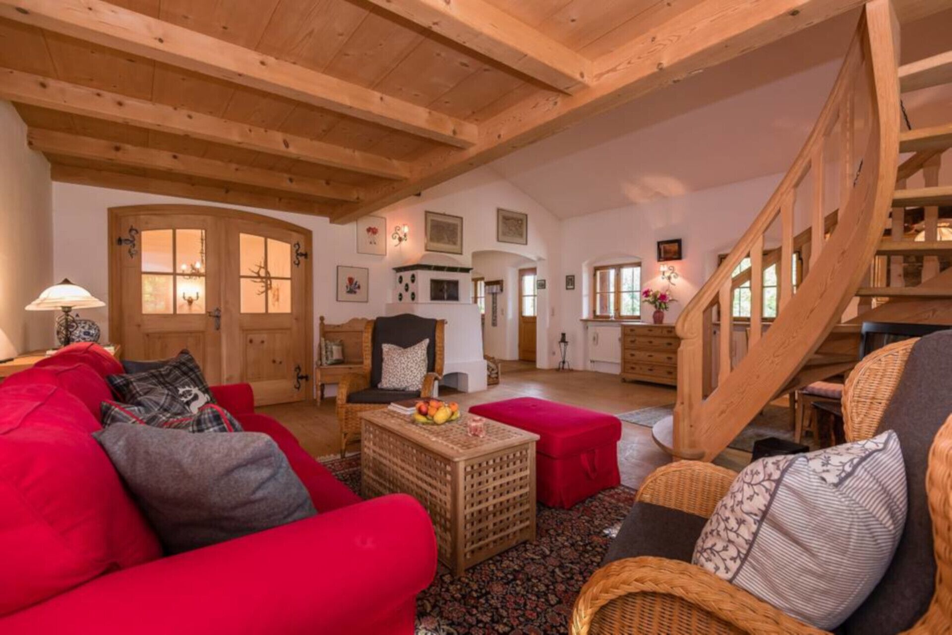 TV, fireplace, books, stereo