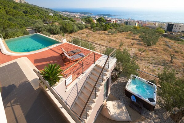 An infinity pool, a heated pool