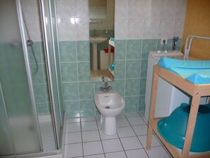 Chuveiro, secador de cabelo, bidê, papel higiênico