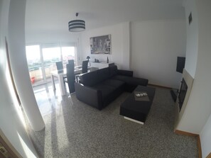 Smart TV, fireplace, video library