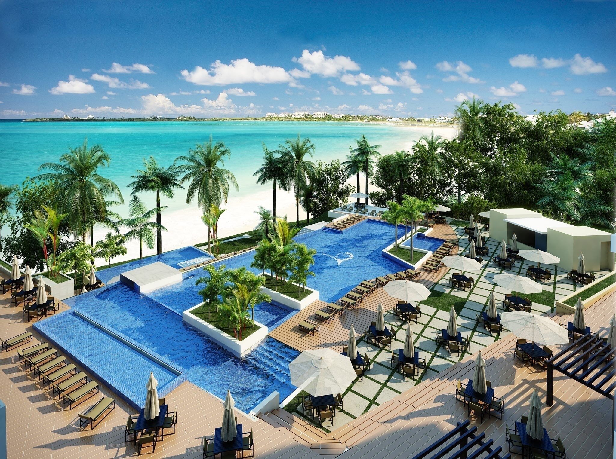 Skie View of the pool and beach.