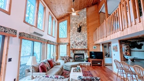 Smart TV, fireplace, video games, table football