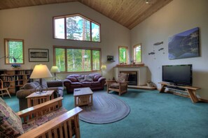 TV, fireplace, DVD player, table football