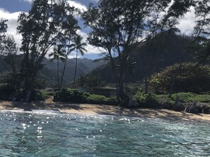 Playa en los alrededores, camastros y toallas de playa 