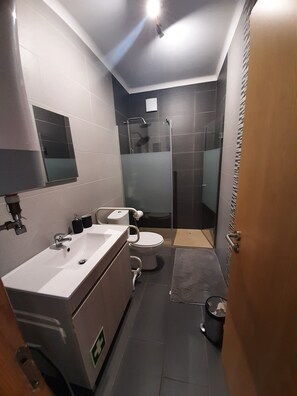 Dusche, Haartrockner, Handtücher