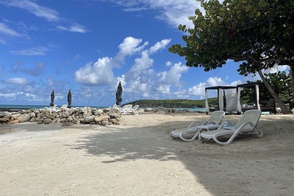 On the beach, beach towels