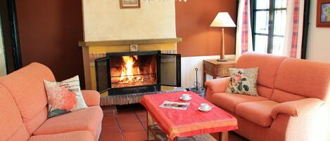 Télévision, cheminée