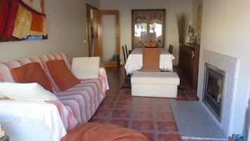 TV, fireplace, DVD player, stereo