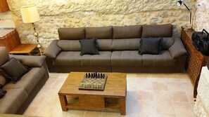 TV, fireplace, table football, stereo