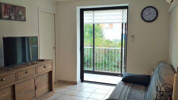 Télévision, baby-foot, table de tennis de table, livres