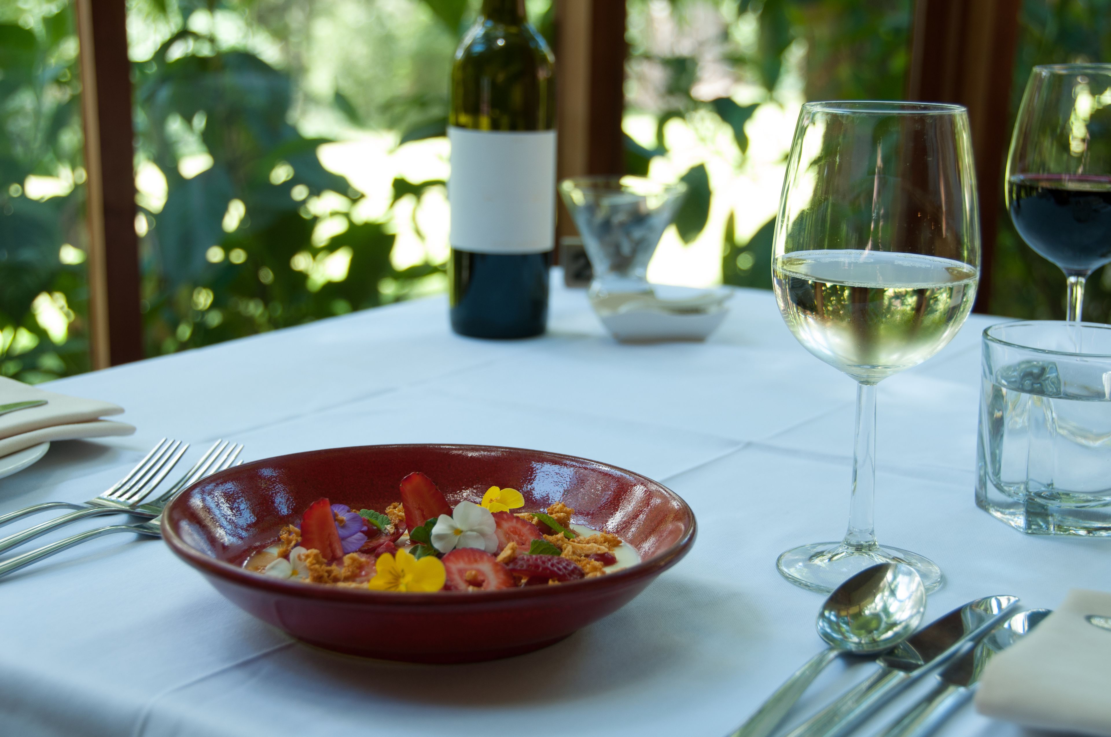 breakfast, lunch served; local and international cuisine, garden views