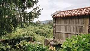 A rustic wooden building with a tiled roof, surrounded by lush greenery and a variety of plants. - Casa da Labaceira (for 7 people) (Cerdedo)