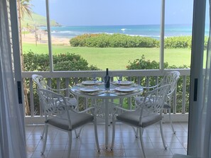 Outdoor dining - Gentle Winds  2/BR 2/BA  Closest building to the Sea! Sunset Views! Ground Floor (Christiansted, St. Croix)