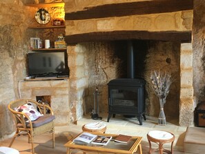 TV, DVD player, books