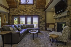 Smart TV, fireplace, foosball, table tennis