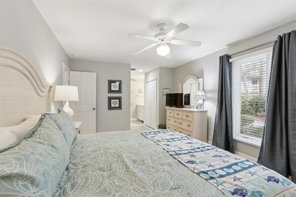 Main Floor Master Bedroom at 28 Canvasback - 4th Row Home w/ Just a 3 Minute Walk to Beach! (Hilton Head Island)