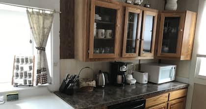 Cabina vintage con bañera de hidromasaje, ubicación conveniente en la ciudad y vistas a la montaña.