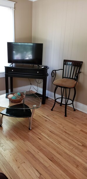 Smart TV, DVD player, books, video library